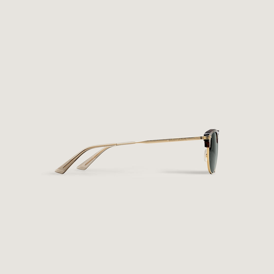 Rectangular Sunglasses with Gold Coloured Metal Frame