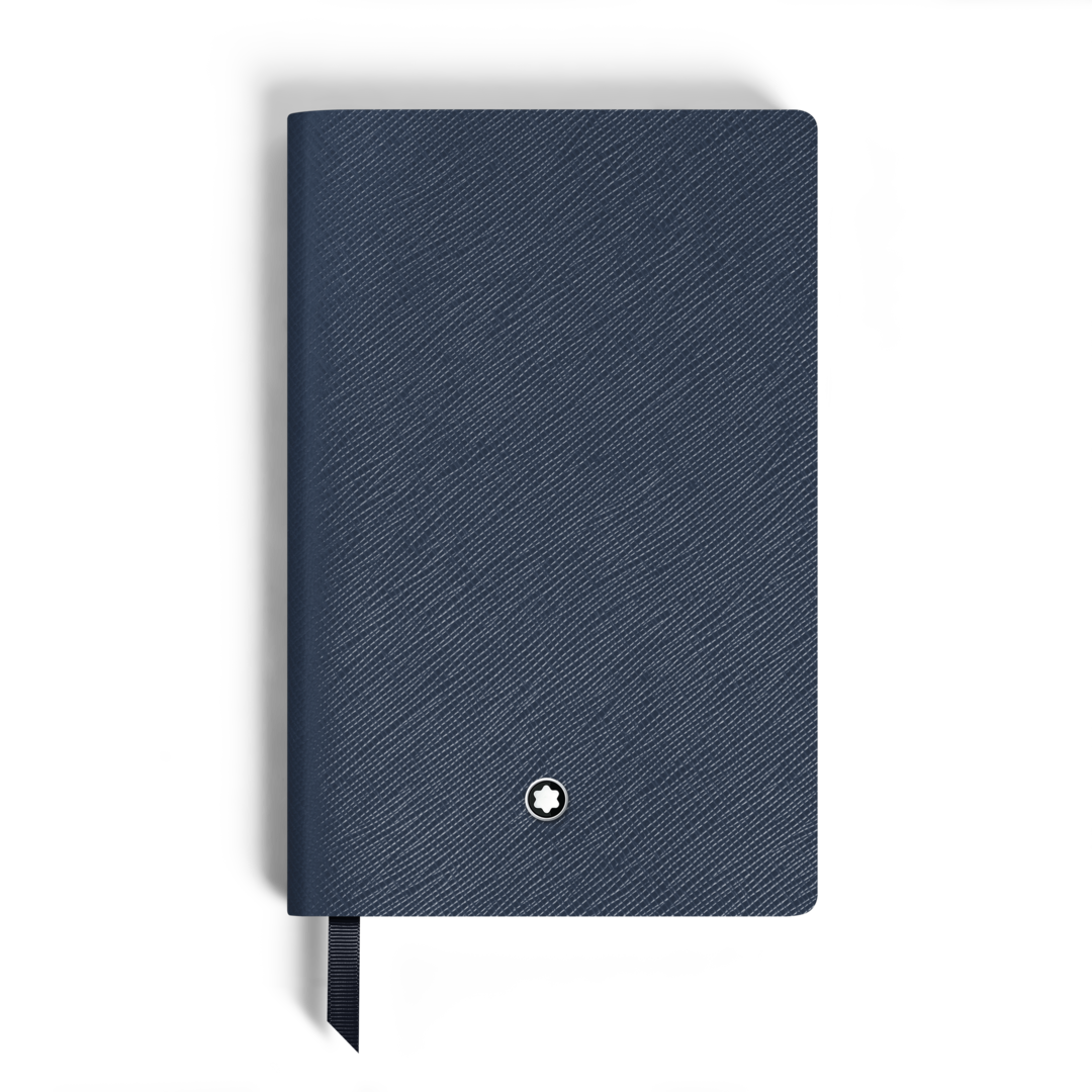 Notebook Small, Saffiano Leather, Blue - Lined Pages