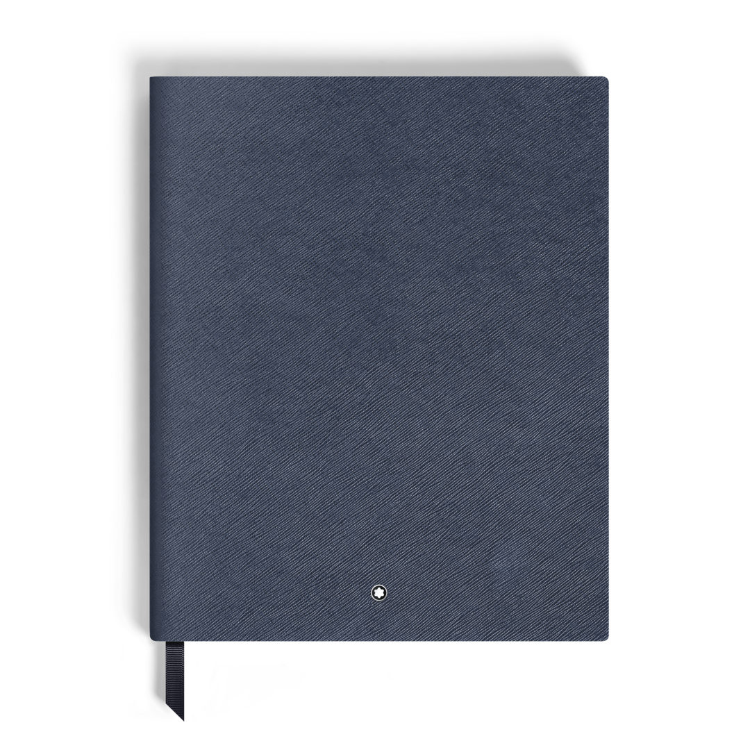 Notebook Large, Saffiano Leather, Blue - Lined Pages
