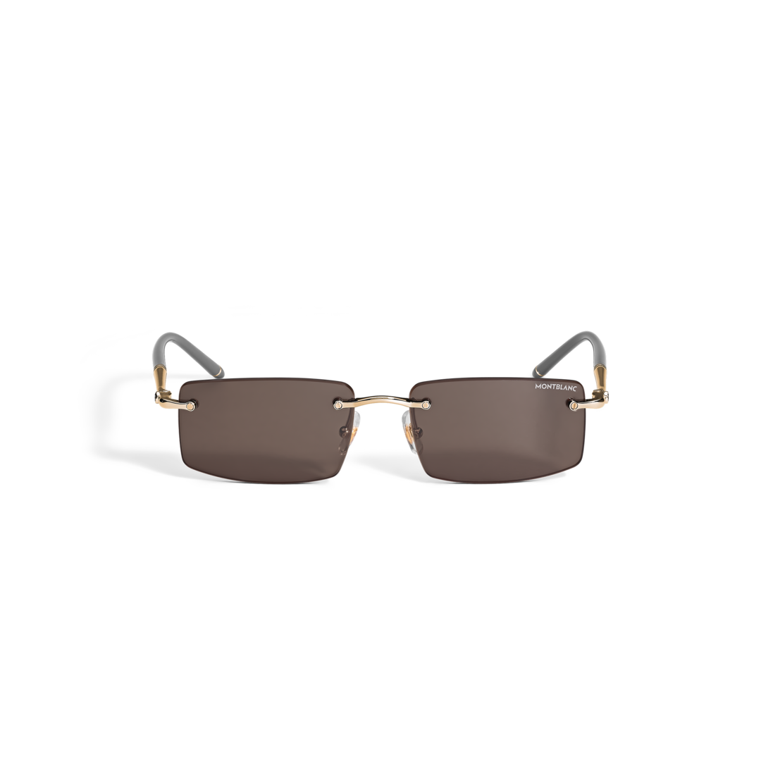 Rectangular Sunglasses with Gold Col Metal Frame