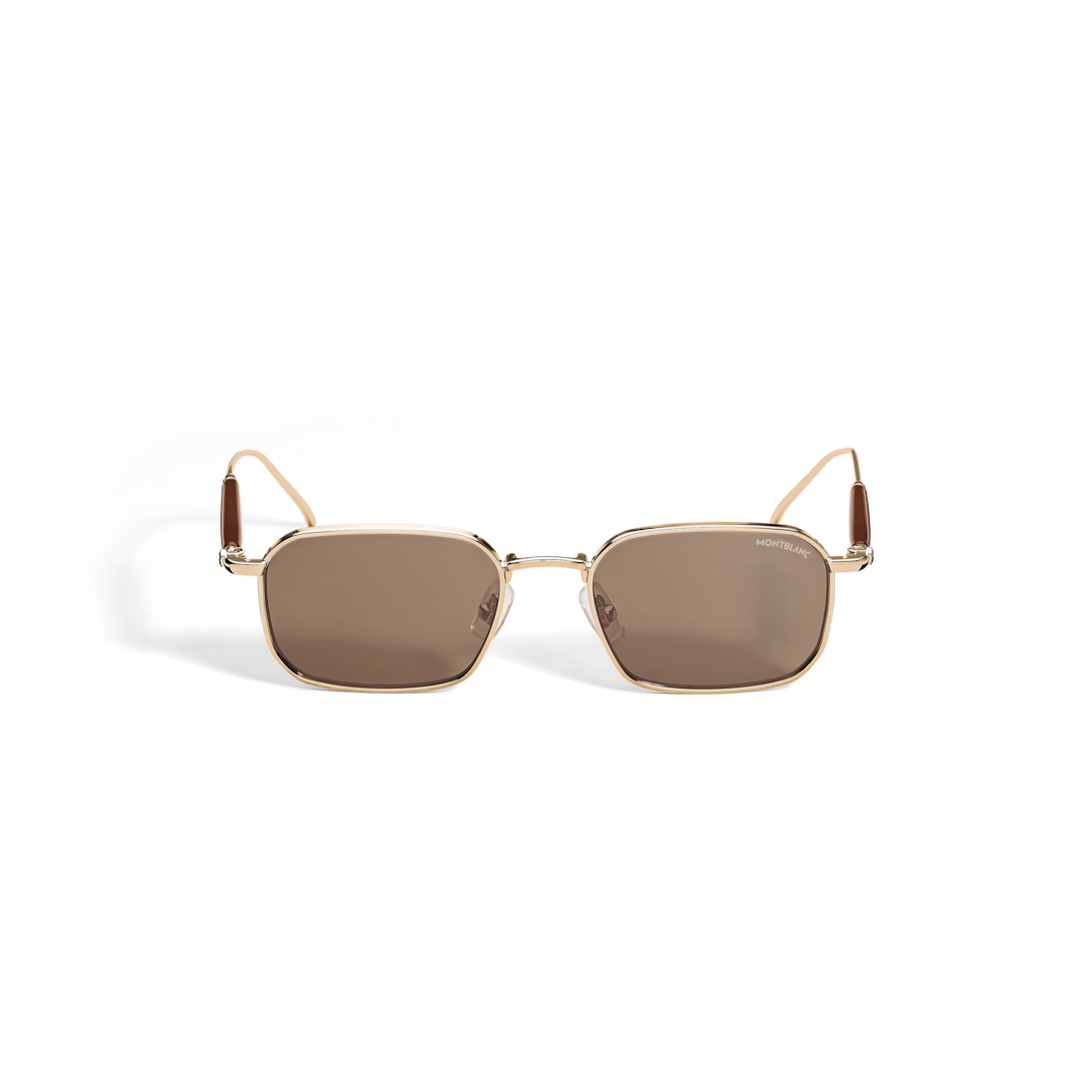 Rectangular Sunglasses with Gold Col Metal Frame