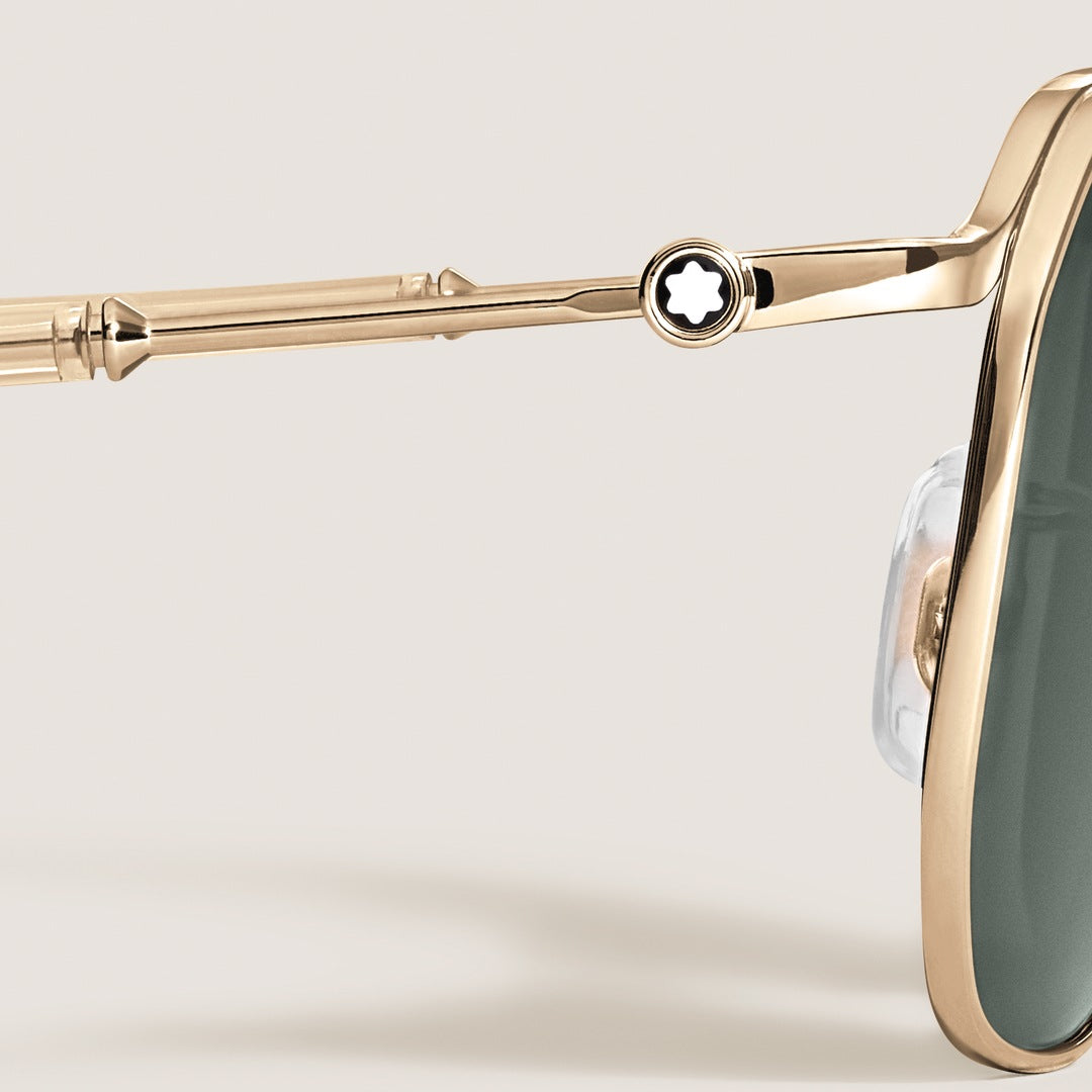 Squared Sunglasses with Gold-Colored Metal Frame