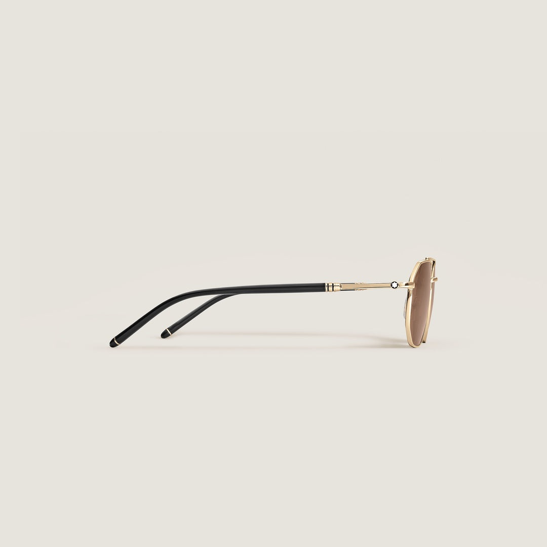 Squared Sunglasses with Gold-Colored Metal Frame
