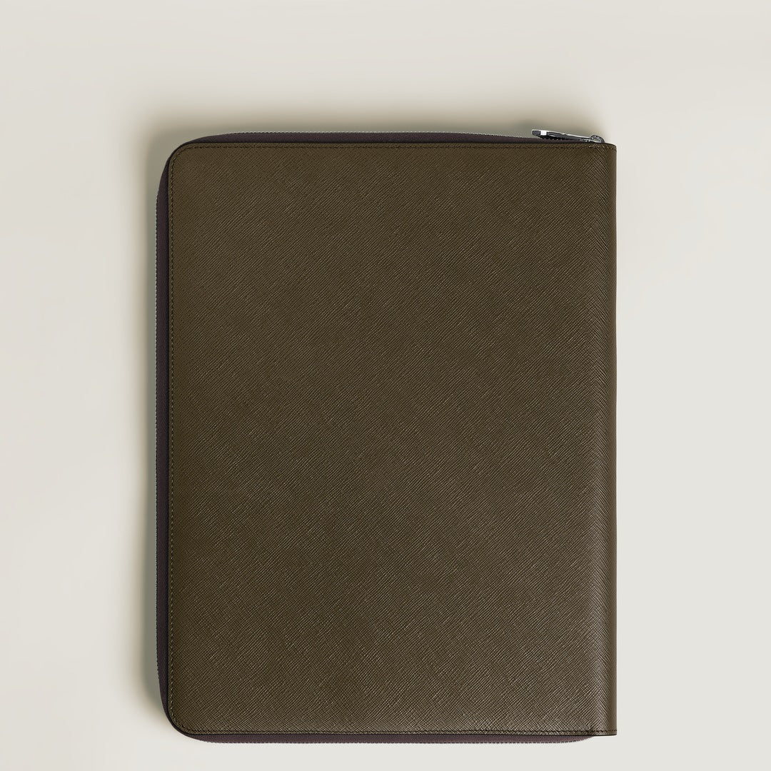 Medium Notebook Holder with zip in Sartorial Leather