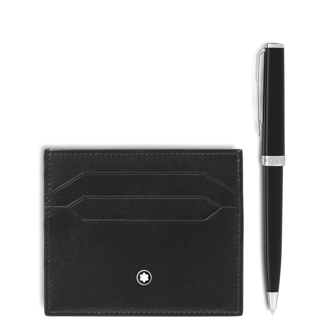 Set with PIX Black Ballpoint Pen & Card Holder 6cc in Meisterstück Leather
