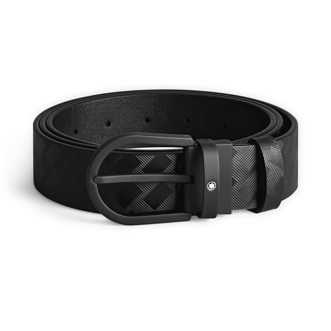 Horseshoe buckle black 35mm leather belt