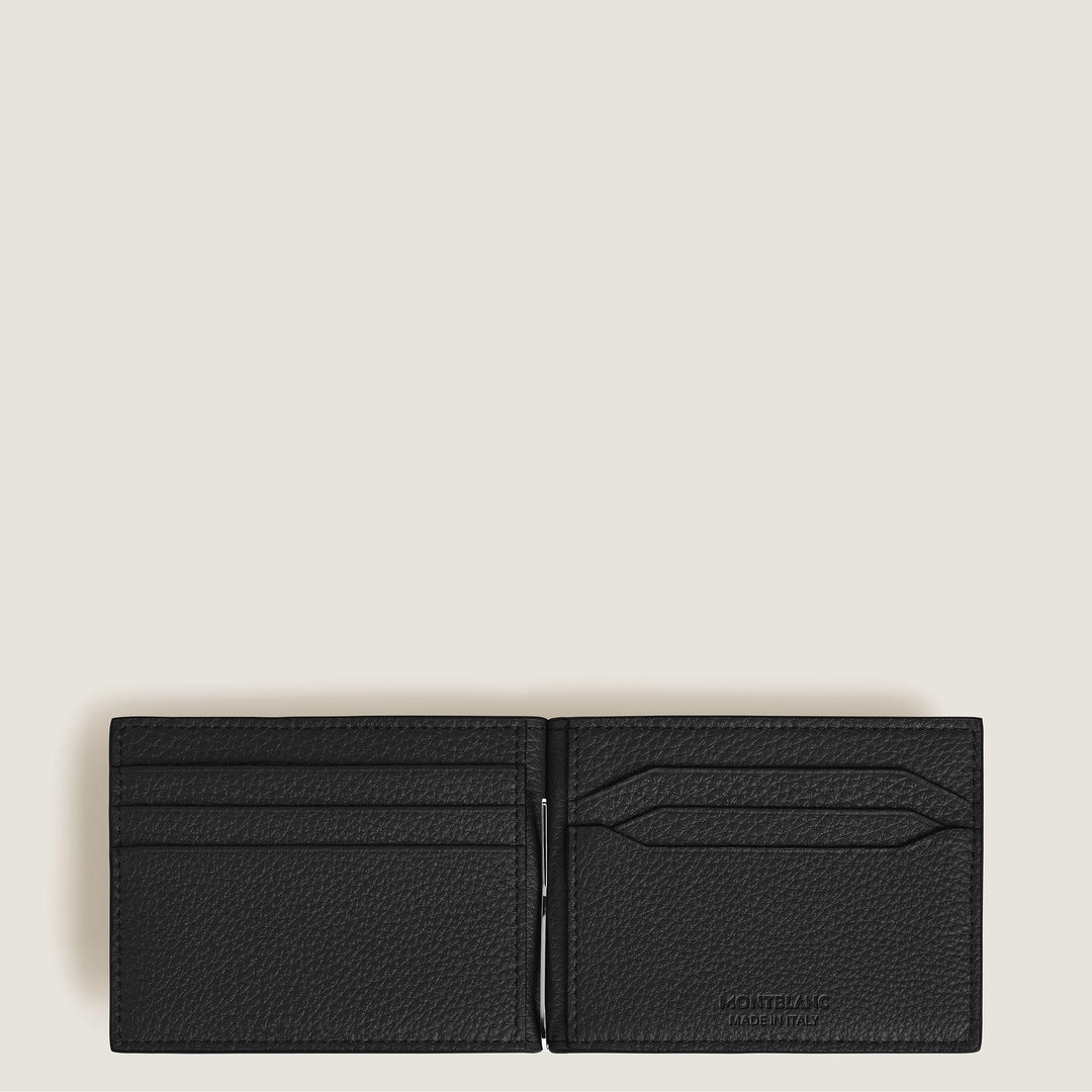 Portefeuille 6 cartes avec pince à billets en cuir grainé