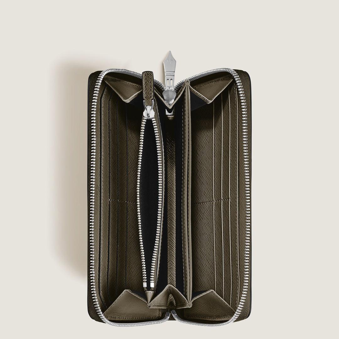 Portefeuille continental 12cc avec zip en cuir Sartorial
