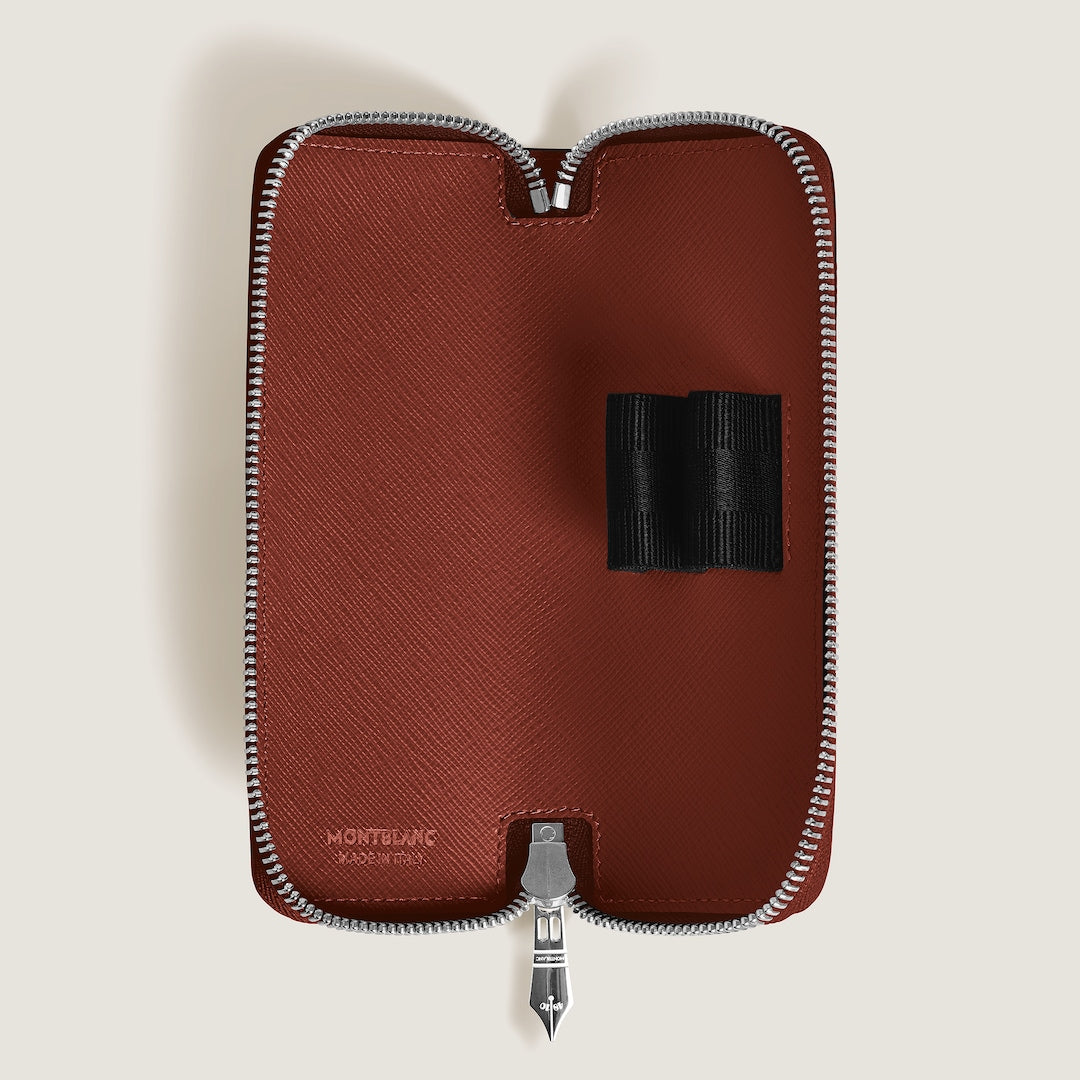 2 Pen Pouch with zip in Sartorial Leather