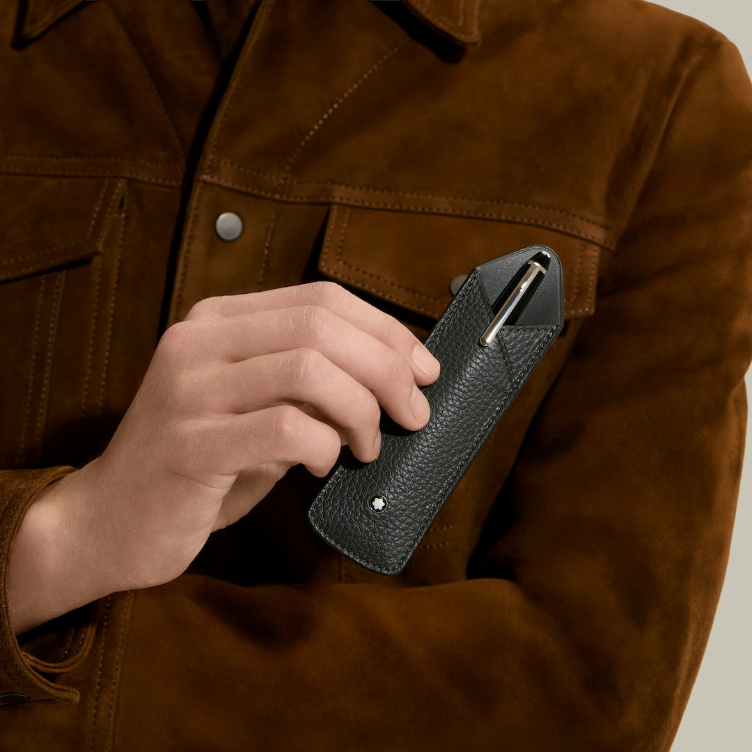 Fourre-stylo 1-unité en cuir grainé
