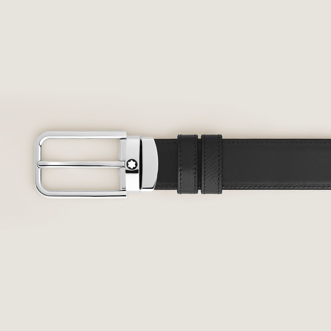 30 mm Reversible Belt in Sartorial Leather with Rectangular Buckle