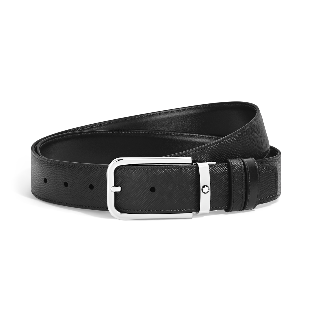 35 mm Reversible Belt in Sartorial Leather with Rectangular Buckle