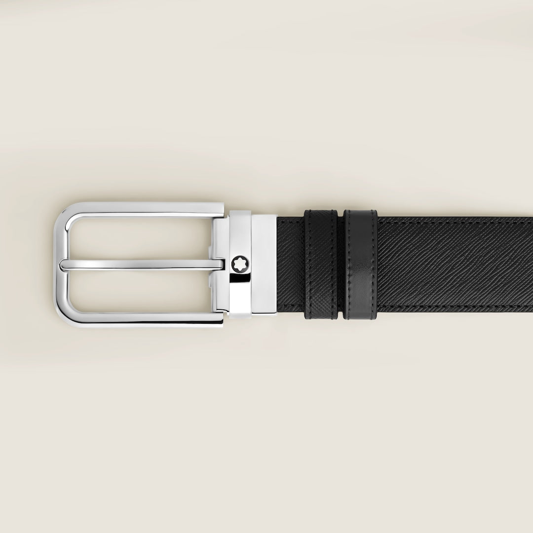 35 mm Reversible Belt in Sartorial Leather with Rectangular Buckle