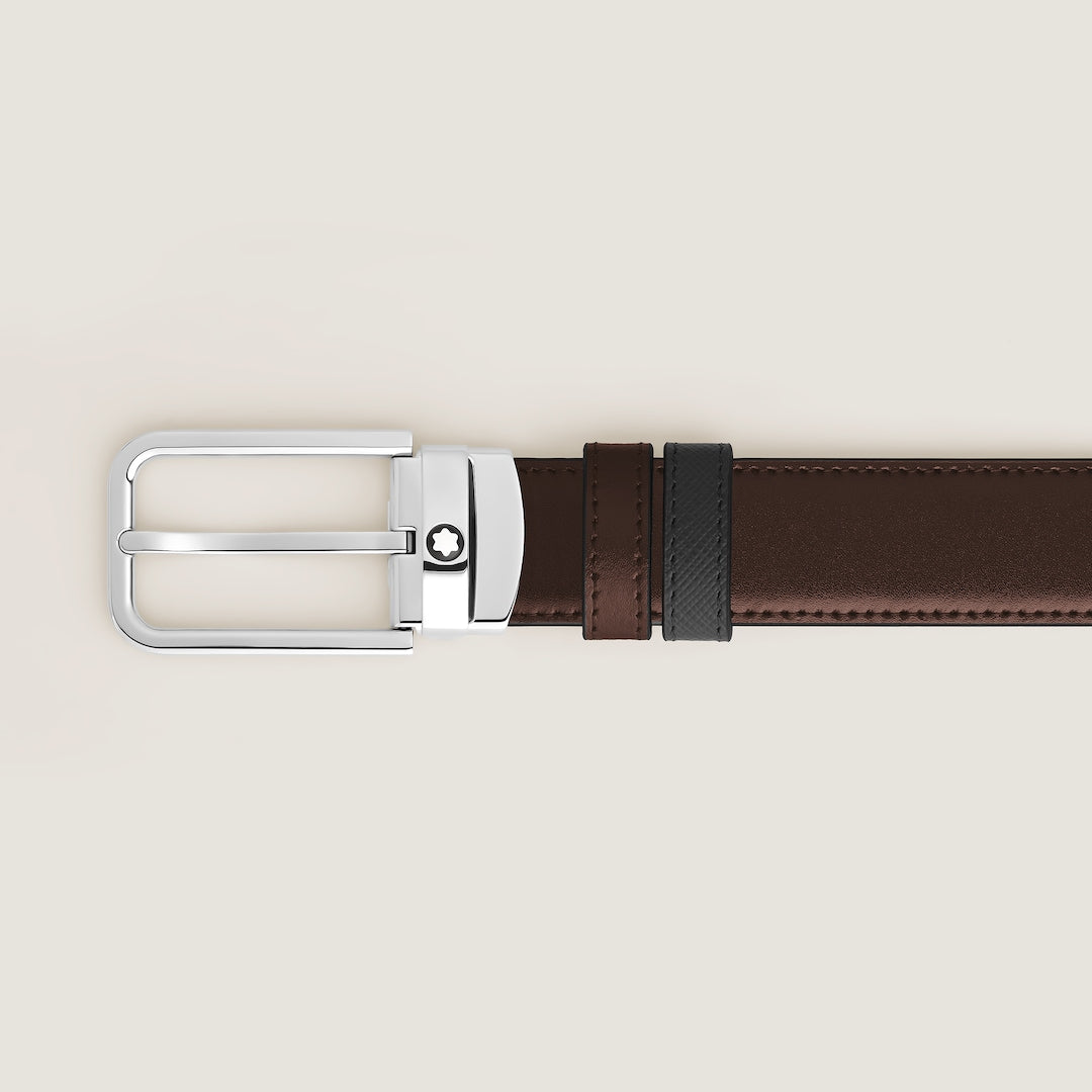 Ceinture réversible 30 mm en cuir sartorial avec boucle rectangulaire