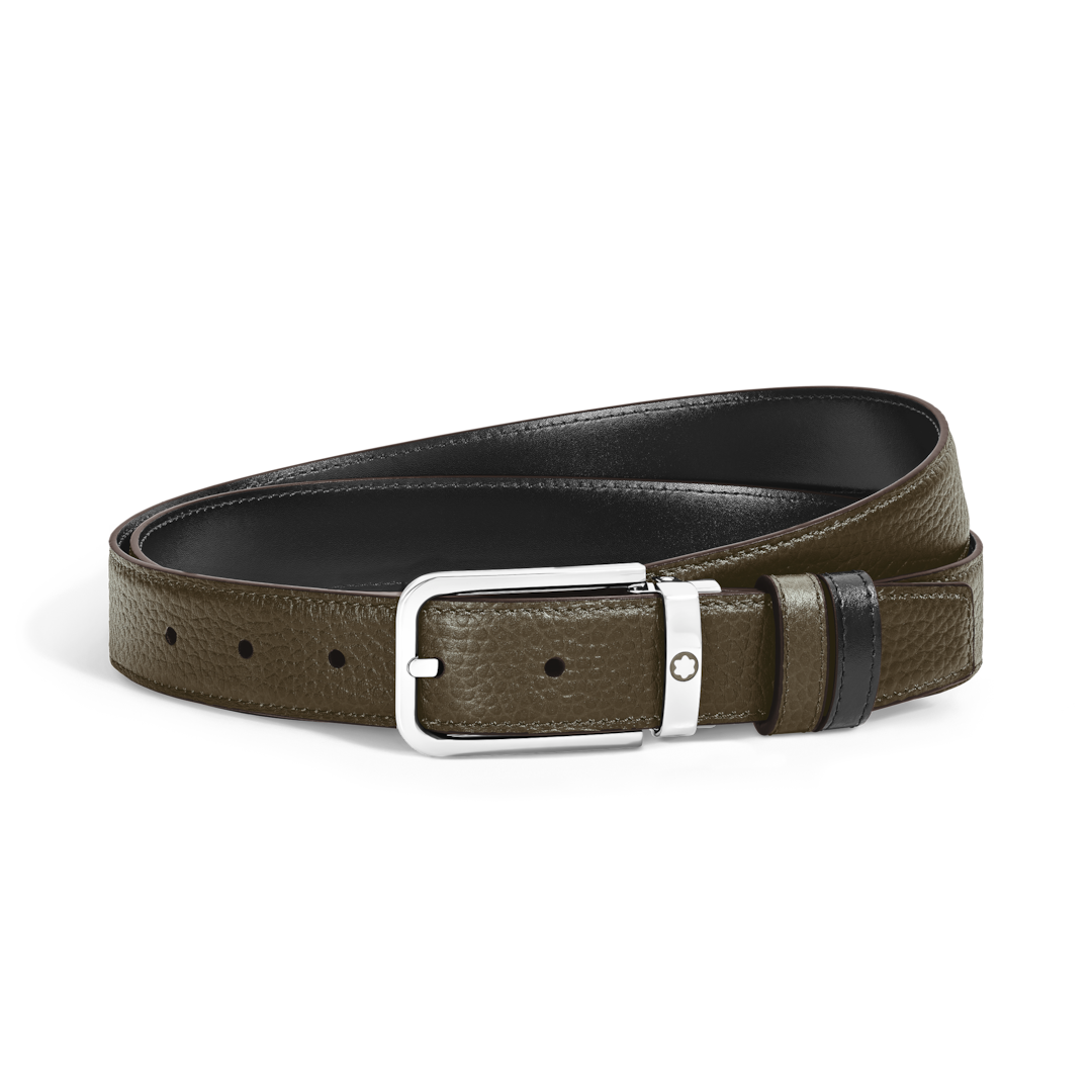 30 mm Reversible Belt in Grain Leather with Rectangular Buckle