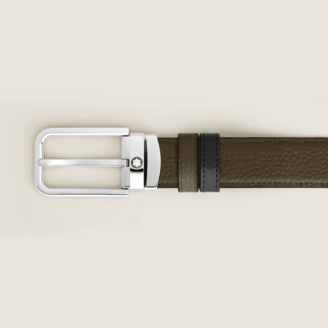 30 mm Reversible Belt in Grain Leather with Rectangular Buckle