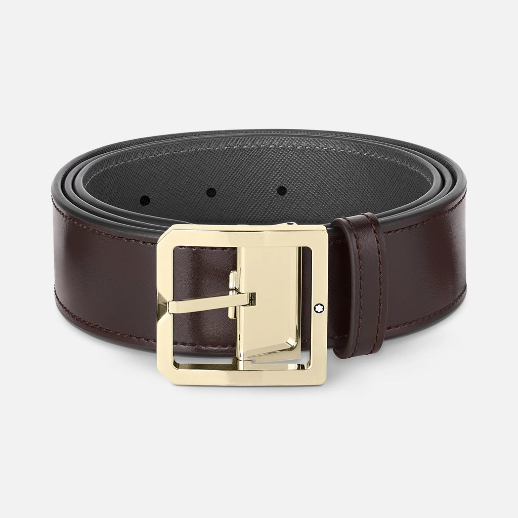 Dark Brown/Grey 40 mm reversible leather belt
