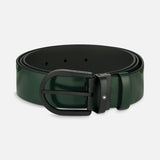 Horseshoe buckle green 35 mm leather belt