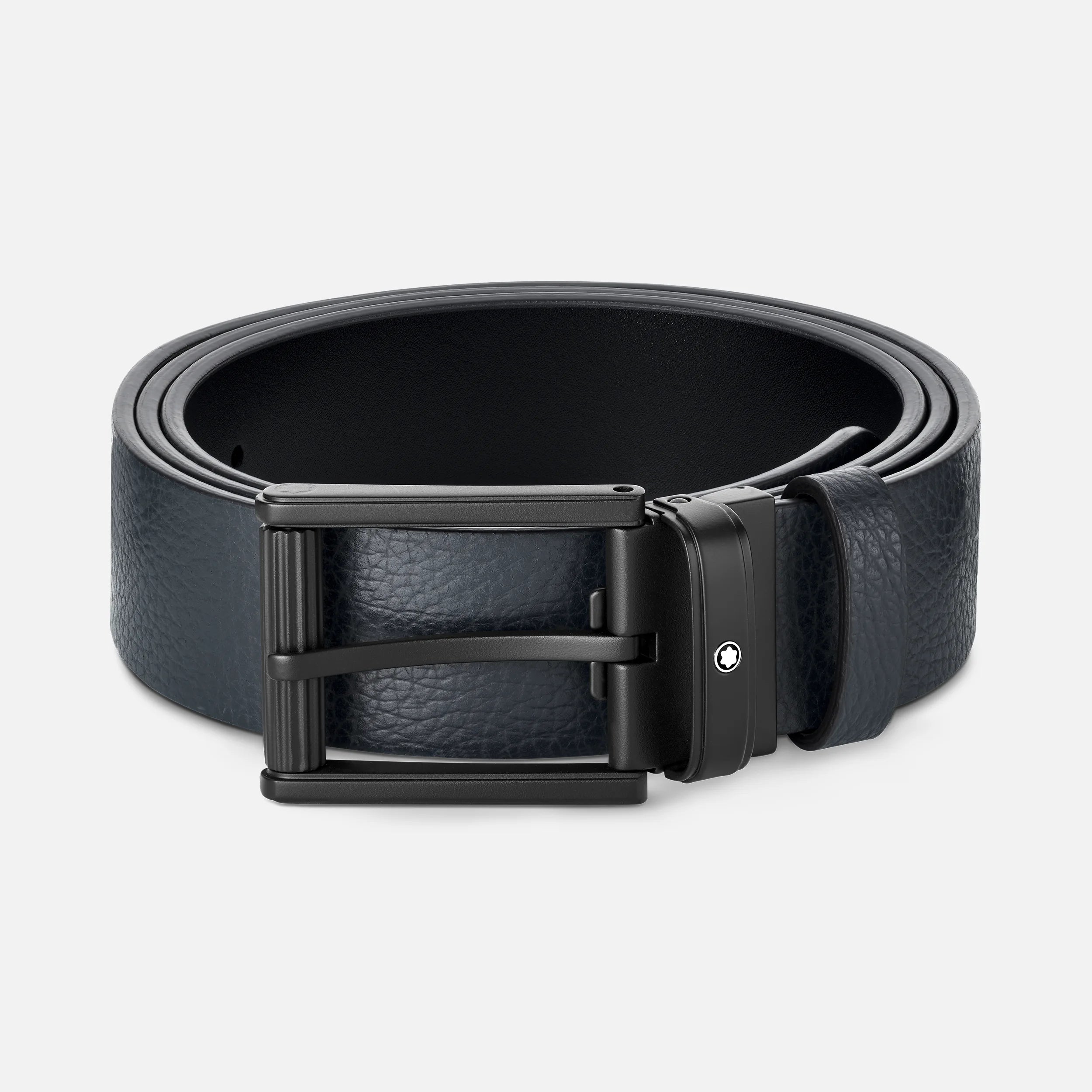 Blue/black 35 mm reversible leather belt