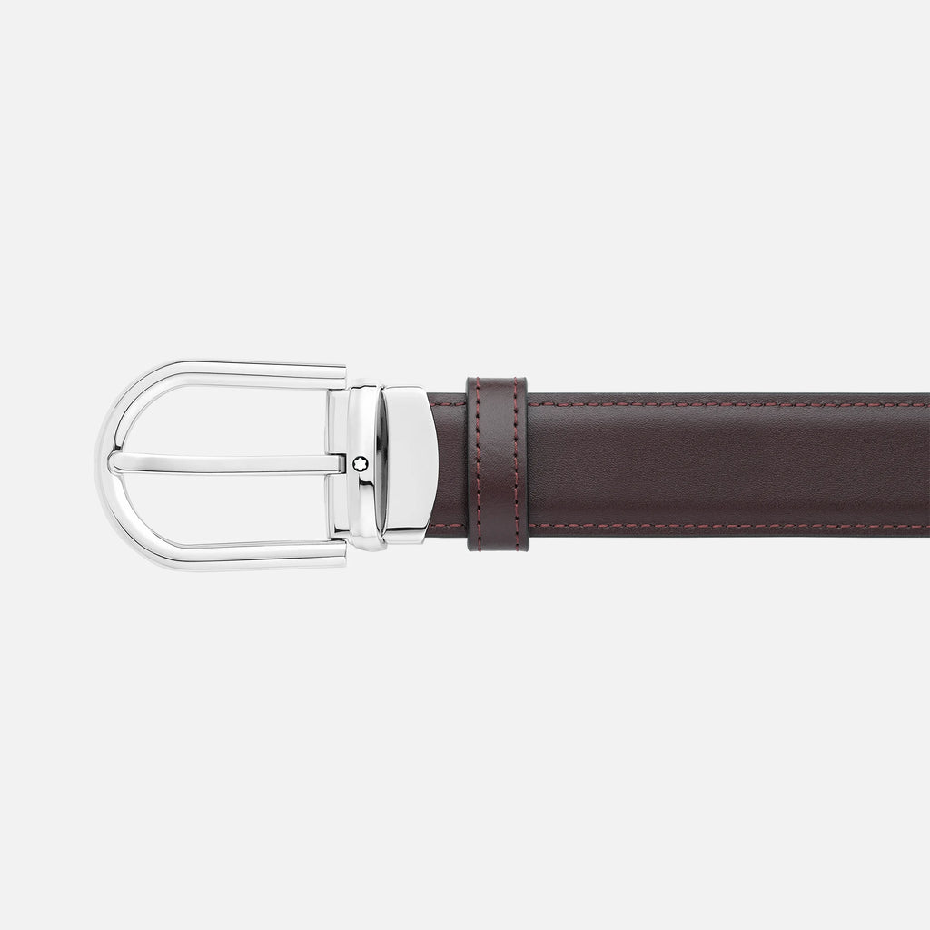 Horseshoe buckle black/burgundy 30 mm reversible leather belt