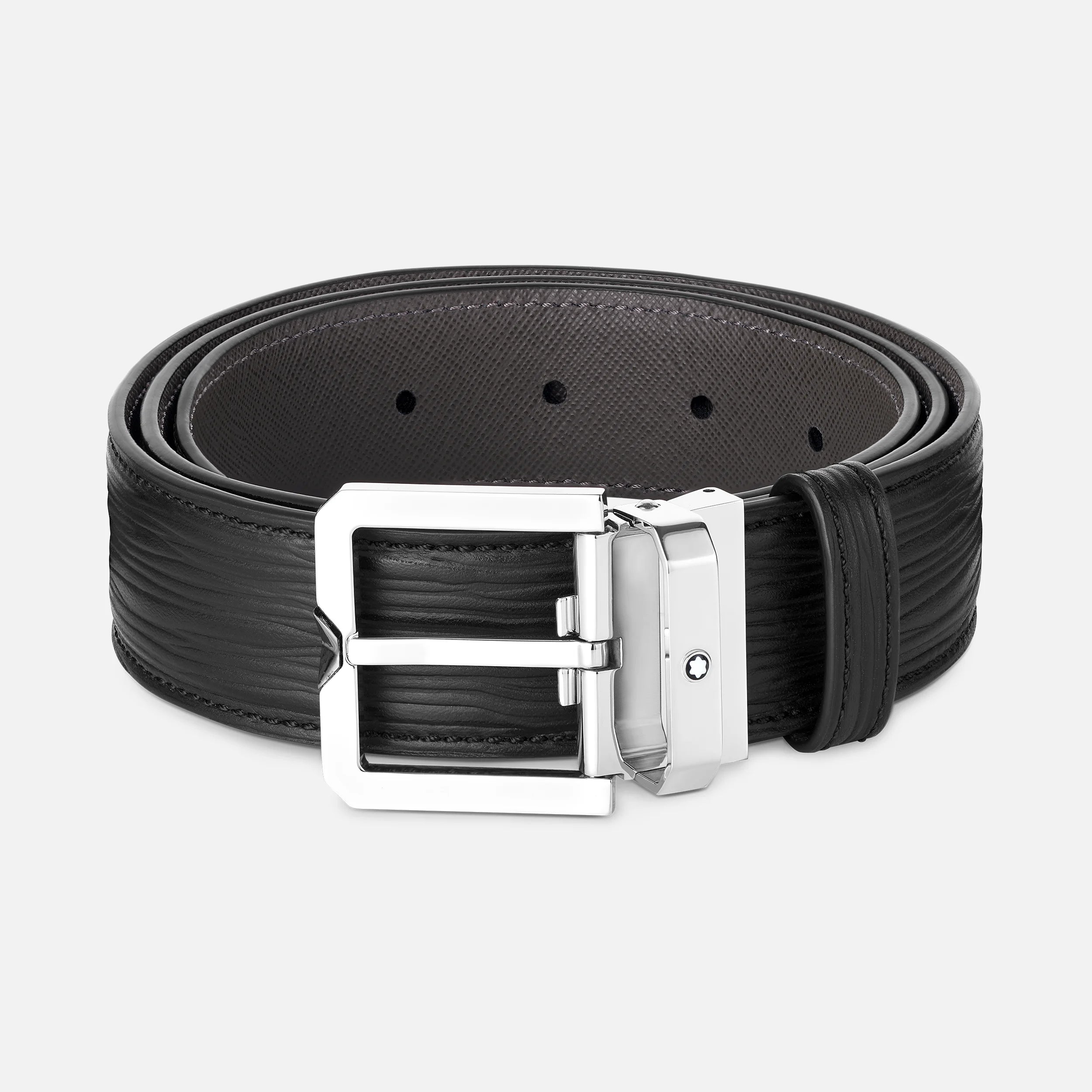 Ceinture en cuir noir 35 mm