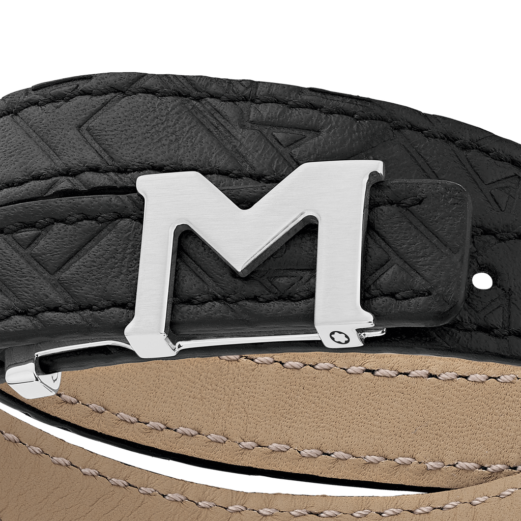 Montblanc M Logo Bracelet with Embossed Black Band