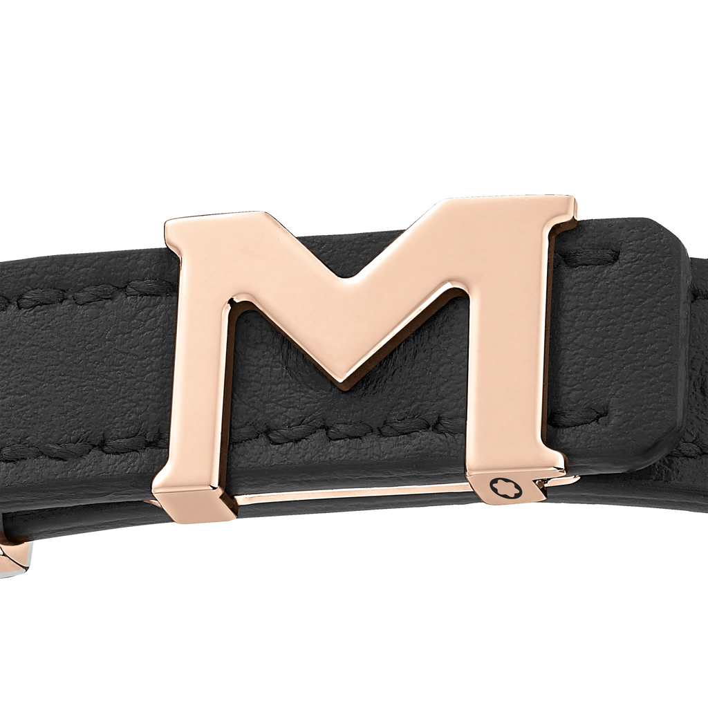 Montblanc M Logo Bracelet with Black Band and Rose Gold-Coated Closure