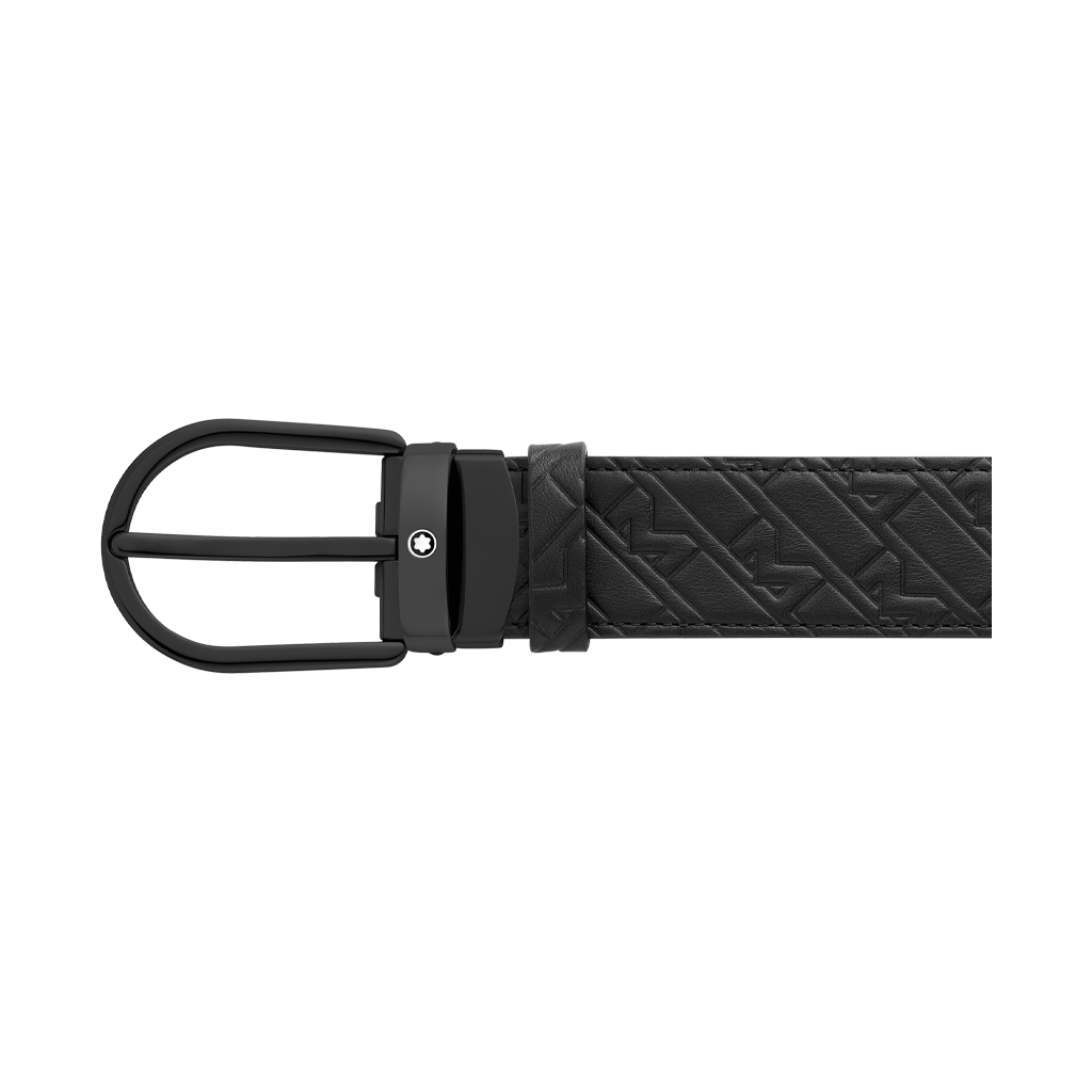 Horseshoe buckle black 35 mm leather belt