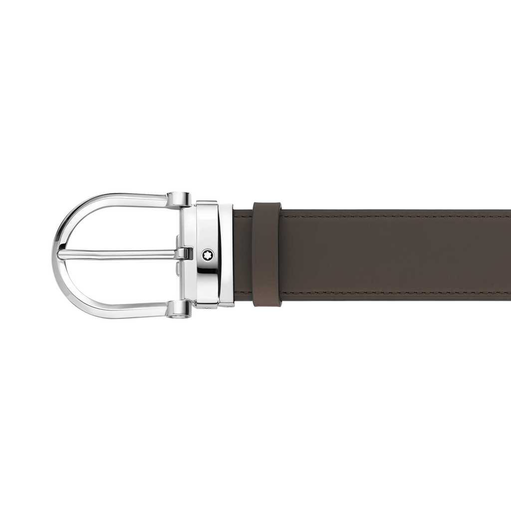 Horseshoe buckle blue/tan 35 mm reversible leather belt