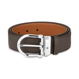 Horseshoe buckle blue/tan 35 mm reversible leather belt