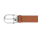 Horseshoe buckle green/tan 35 mm reversible leather belt