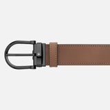Horseshoe buckle black/tan 35 mm reversible leather belt