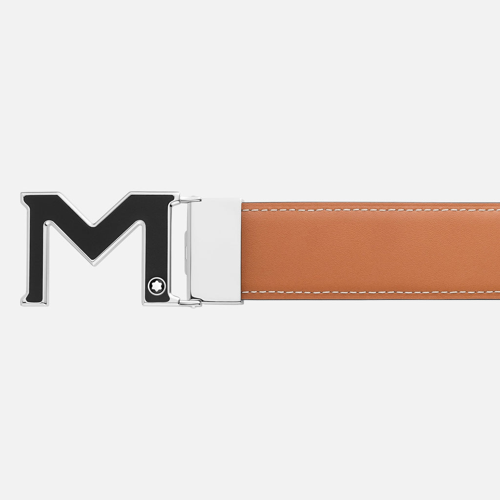 M buckle black/tan 35 mm reversible leather belt