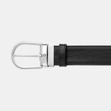 Horseshoe buckle printed black/plain black 35 mm reversible leather belt