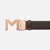 M buckle brown/black 35 mm reversible leather belt