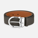 Horseshoe buckle smoke/tan colors 35 mm reversible leather belt