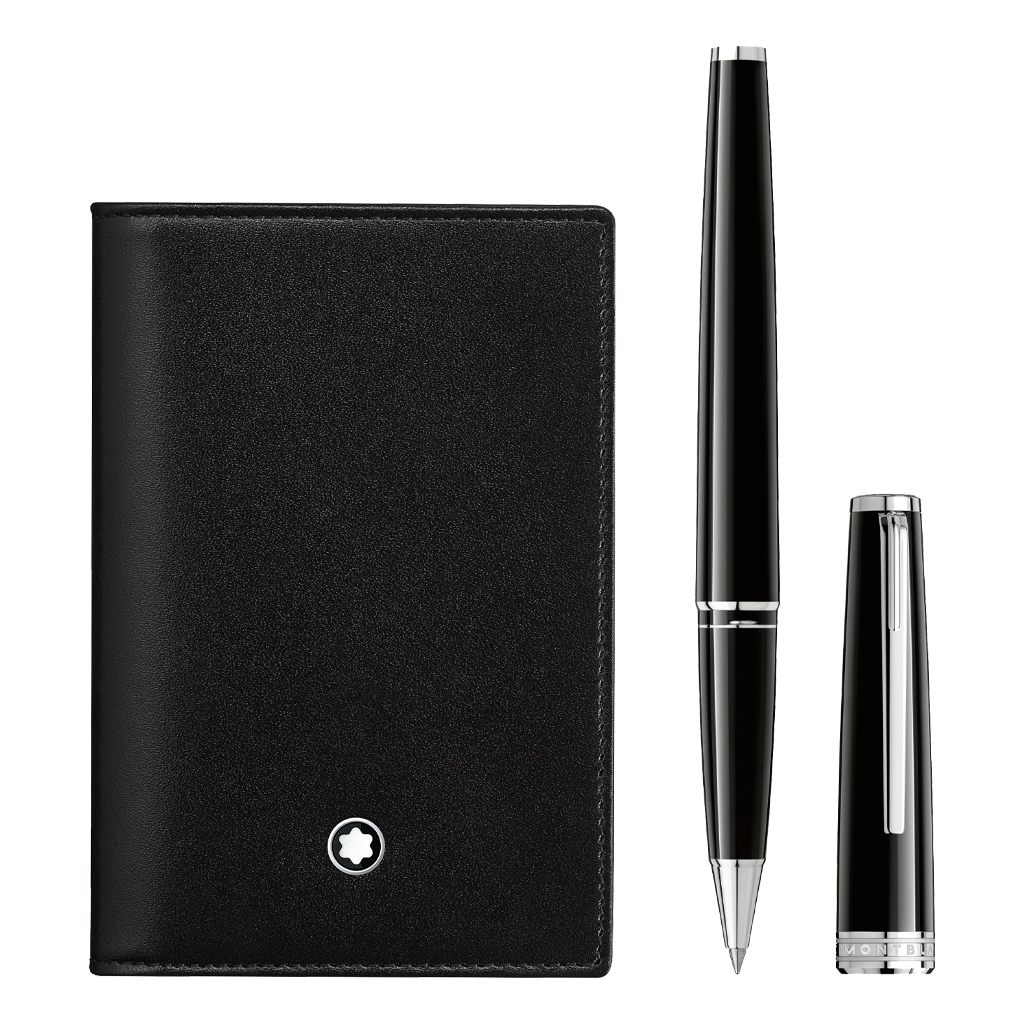 Coffret avec stylo roller PIX Black et porte-cartes de visite Meisterstück Black