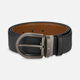 Horseshoe buckle black/brown 40 mm reversible leather belt